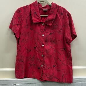 TSD Two Star Dog Red Floral Button-Up Shirt